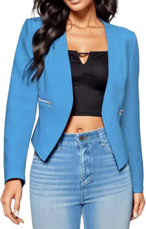 2023 Women Petite Blazers Trendy Casual Puff Sleeve Bolero Shrug Open Front Fall Cropped Suit Jackets Stylish Cardigan Coats