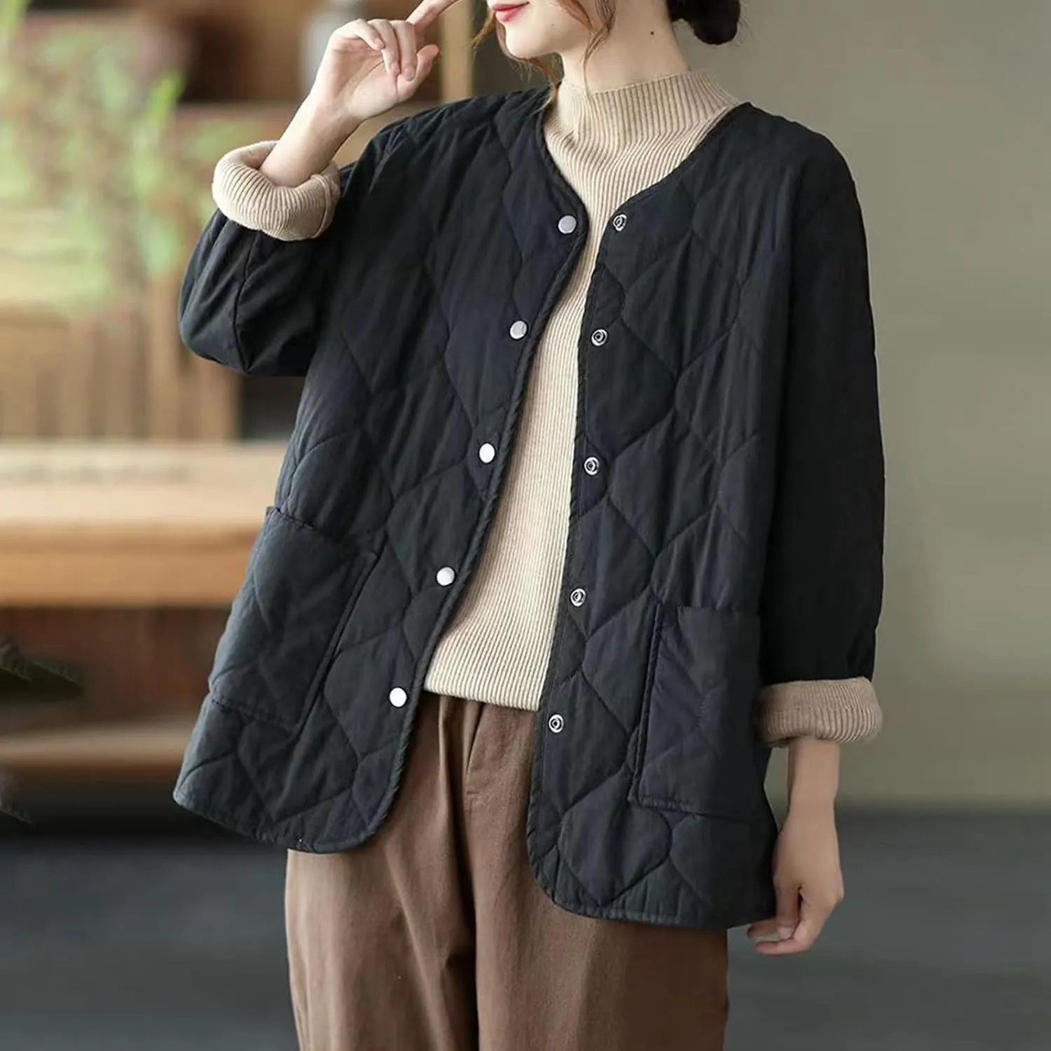 2023 Women's Lightweight Down Coat Long Sleeve Zip Packable Short Puffer Jackets Trendy Casual Windproof Winter Outerwear