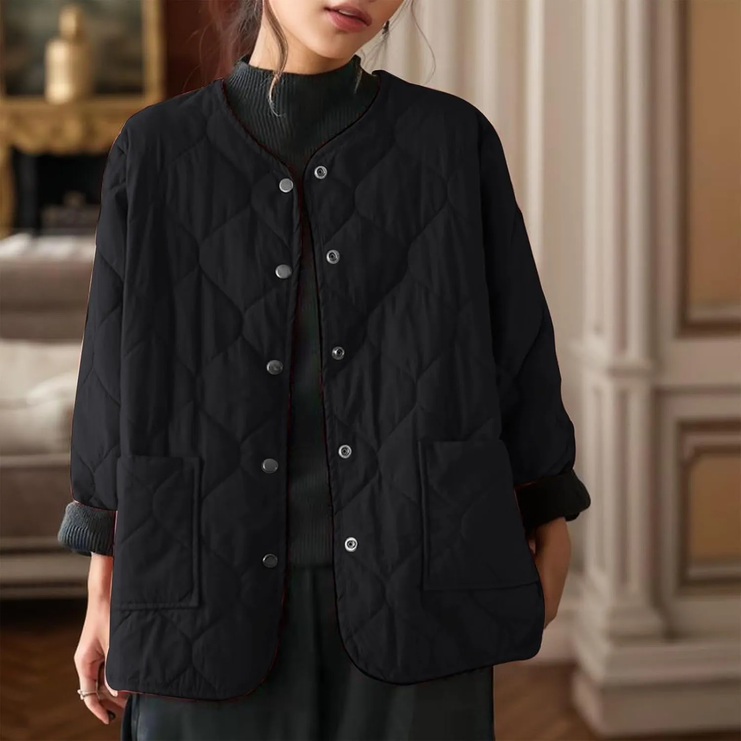 2023 Women's Lightweight Down Coat Long Sleeve Zip Packable Short Puffer Jackets Trendy Casual Windproof Winter Outerwear