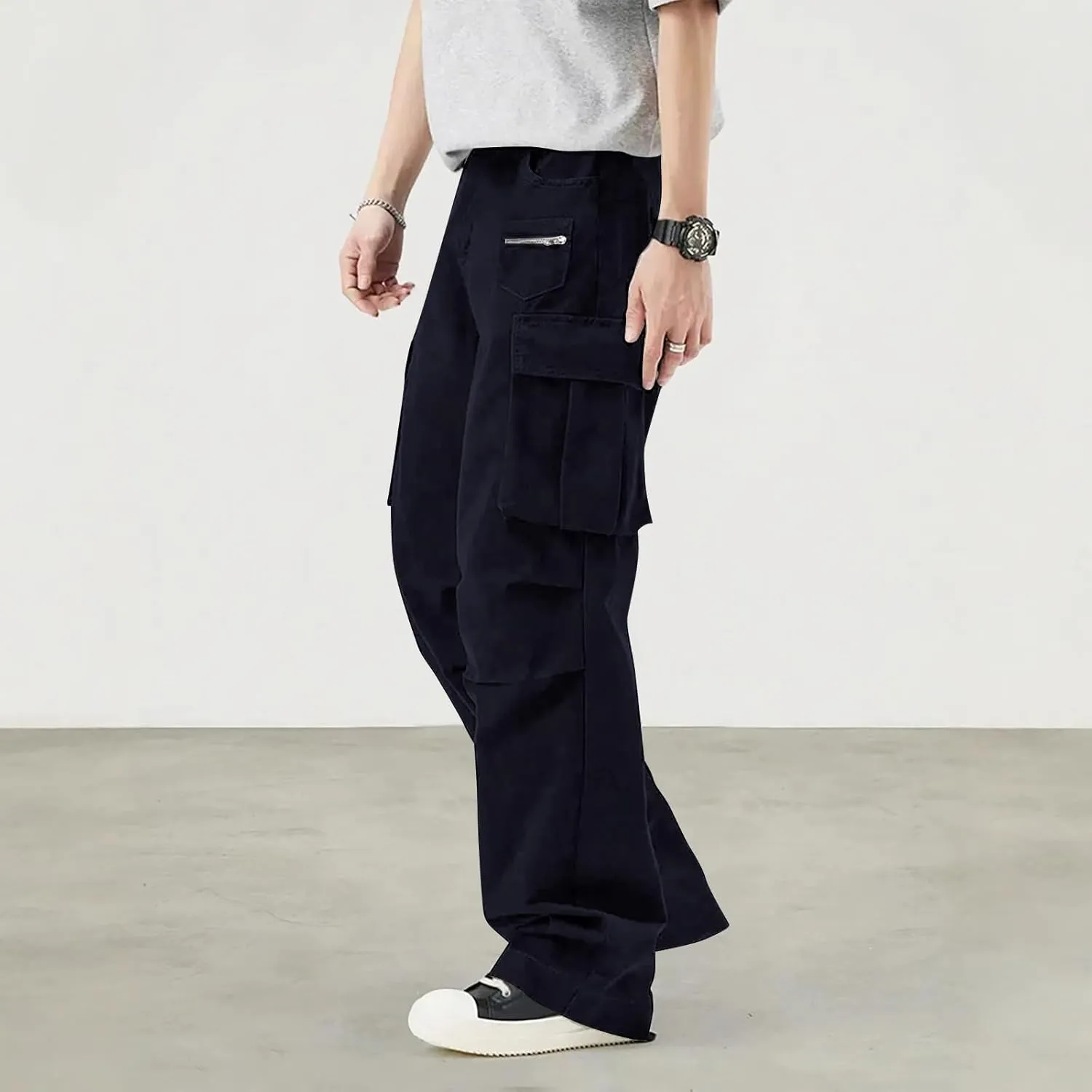 Cargo Pants for Men Drawstring Pants Ripstop Stretch with Pockets Resistant Travel Outdoor Sweatpant