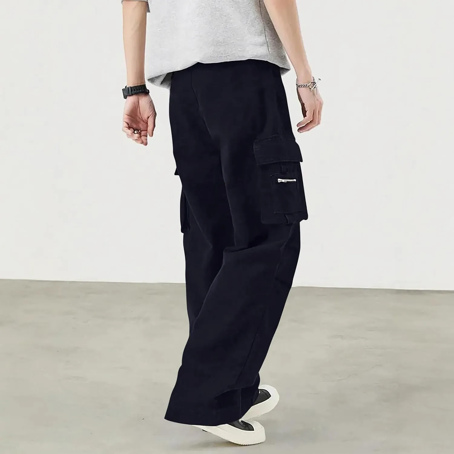 Cargo Pants for Men Drawstring Pants Ripstop Stretch with Pockets Resistant Travel Outdoor Sweatpant