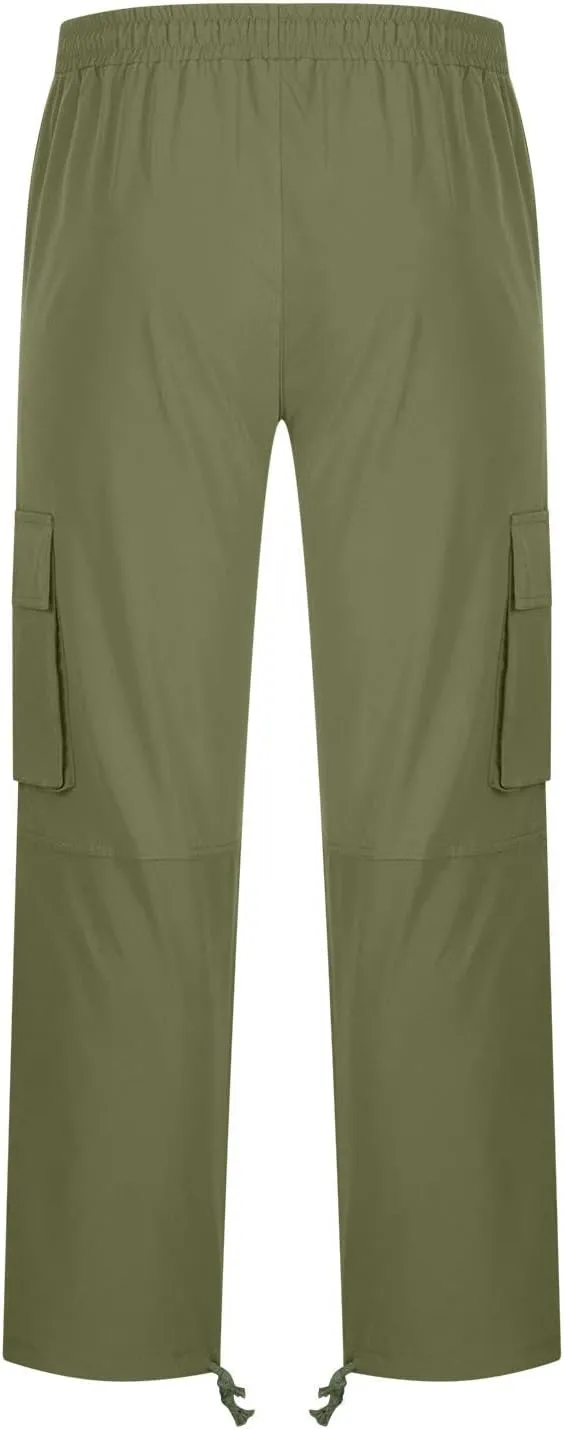 Cargo Pants for Men Multi Pockets Work Pants Breathable Elastic Waist Relaxed Hiking Outdoor Casual Pants Trouser
