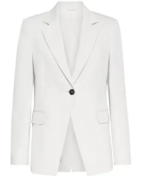 Chalk Linen Single Button Jacket