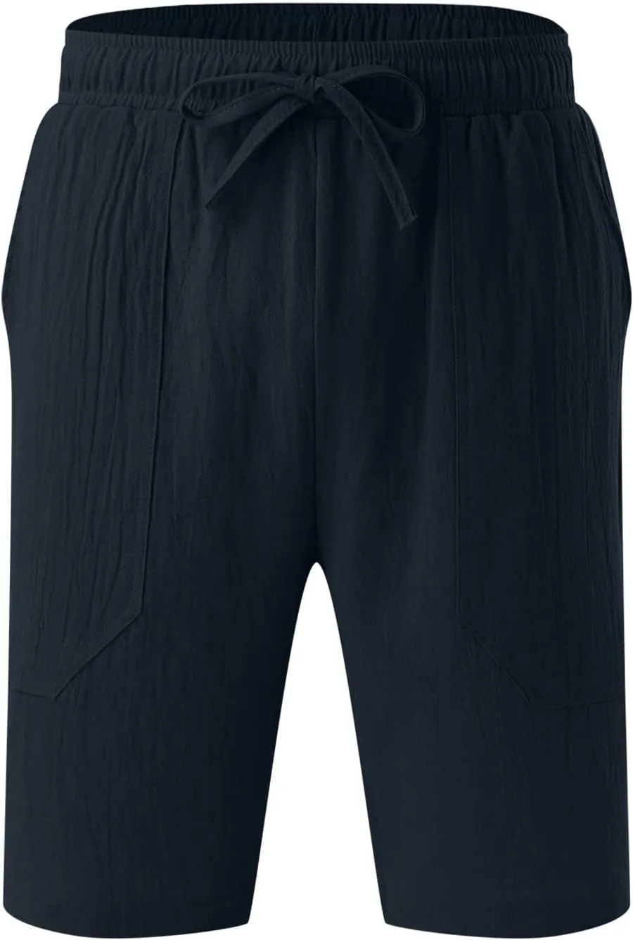 CRNTCEM Mens Lightweight Cotton Linen Shorts Drawstring Summer Travel Beach Shorts Loose Outdoor Casual Sports Golf Shorts