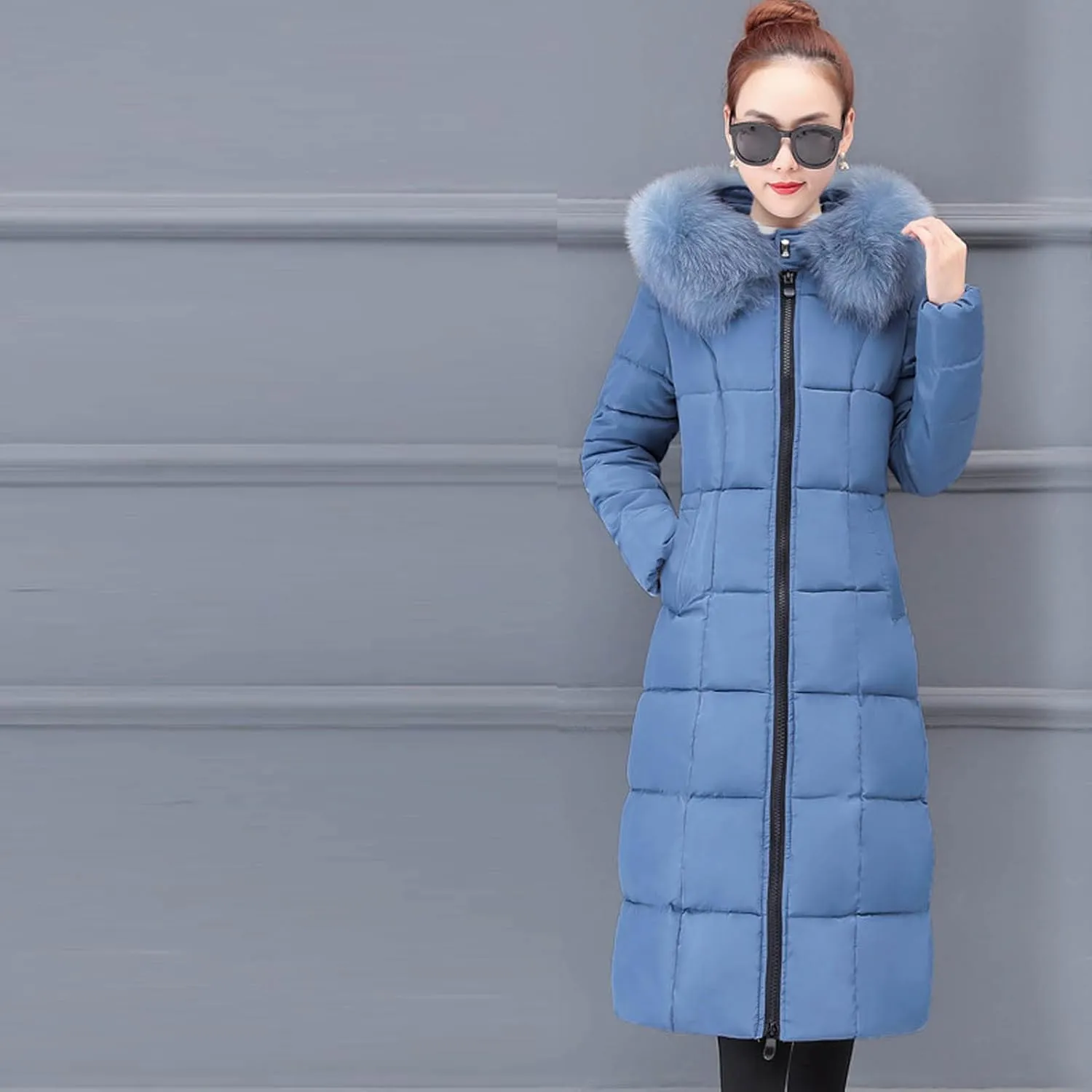 Fashion Women's Winter Coats Warm Thickened Long Down Jacket Insulated Casual Solid Puffer Jacket with Fur Hood