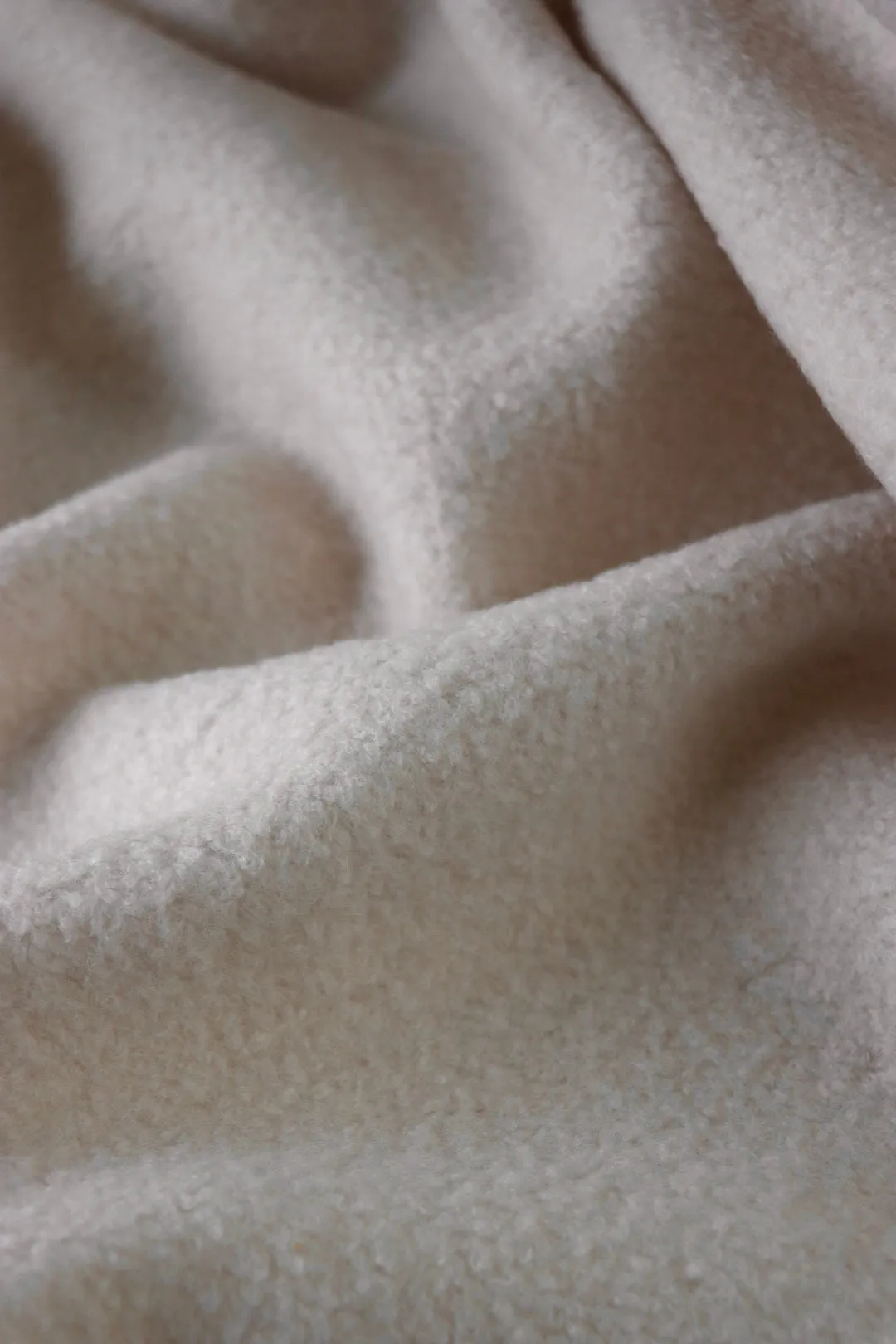 FLAWED 2YD 5IN REMNANT; Ivory Wool Boucle/French Terry Knit