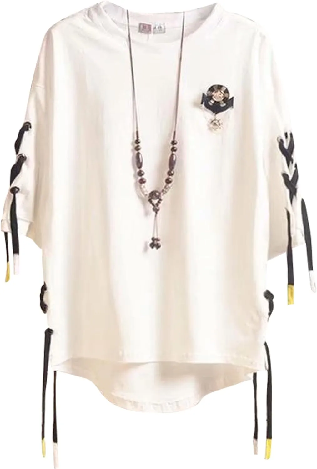 Hip-Hop Style Crew Neck Tee Loose Fit Streetwear Men's T-Shirt T055
