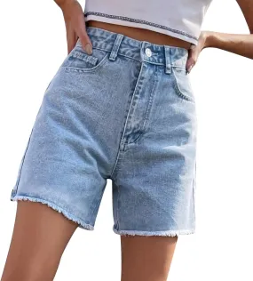 Jean Shorts Womens Casual High Waisted Straight Leg Cropped Pants 2025 Summer Raw Hem Denim Shorts for Vacation
