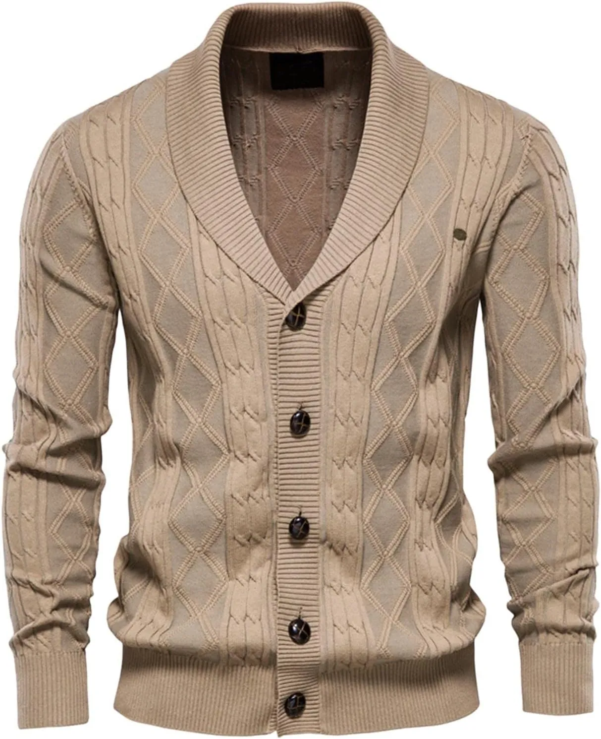 Large Solid Cardigan Sweater for Men's Warm Knit Button Down Cardigan Top V Neck Open Front Casual Sweater Coats