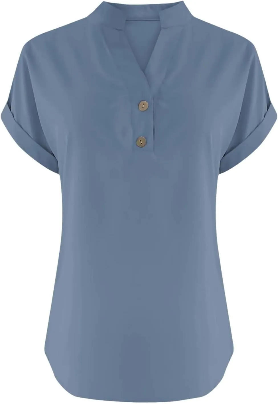 Linen Blouse for Women Plus Size Loose Fit Cotton Gauze Tops V Neck Button Down Henley Shirts Casual Solid Vacation Beach Tee
