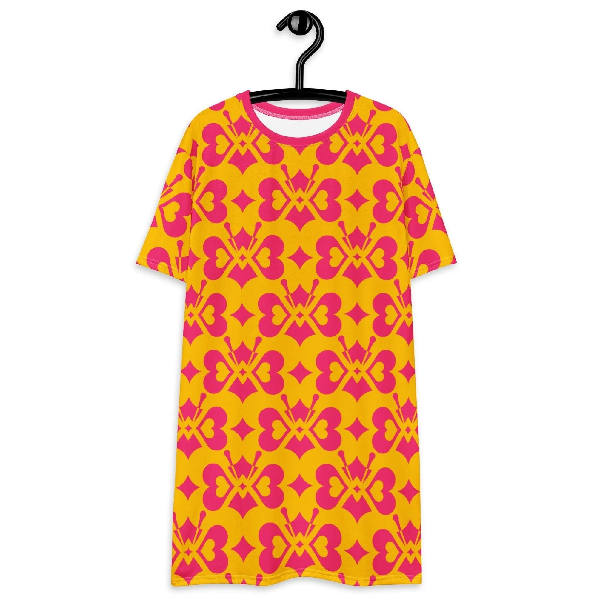 LOVE BUTTERFLY yellow pink - T-shirt dress
