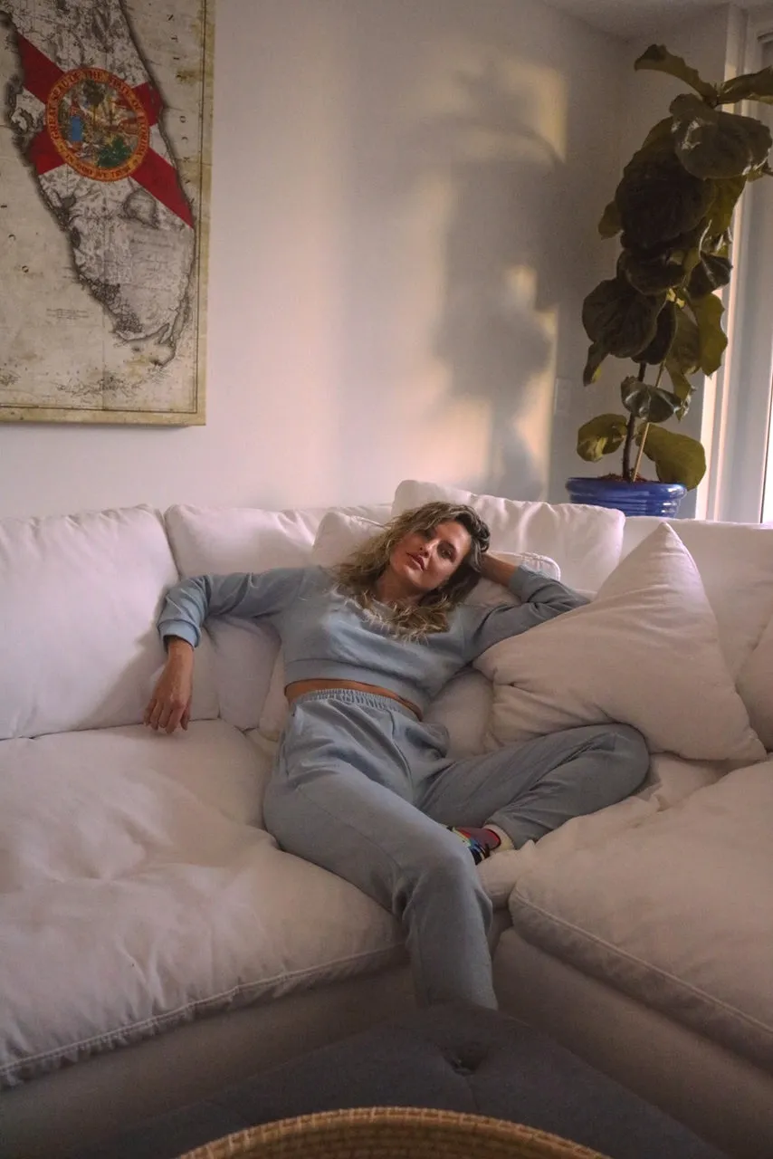 Lux Lounge 'Touch The Sky' Jogger Set in Dusty Blue
