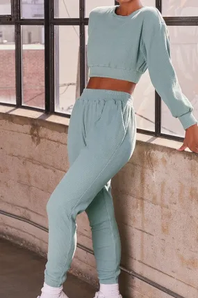 Lux Lounge 'Touch The Sky' Jogger Set in Dusty Blue