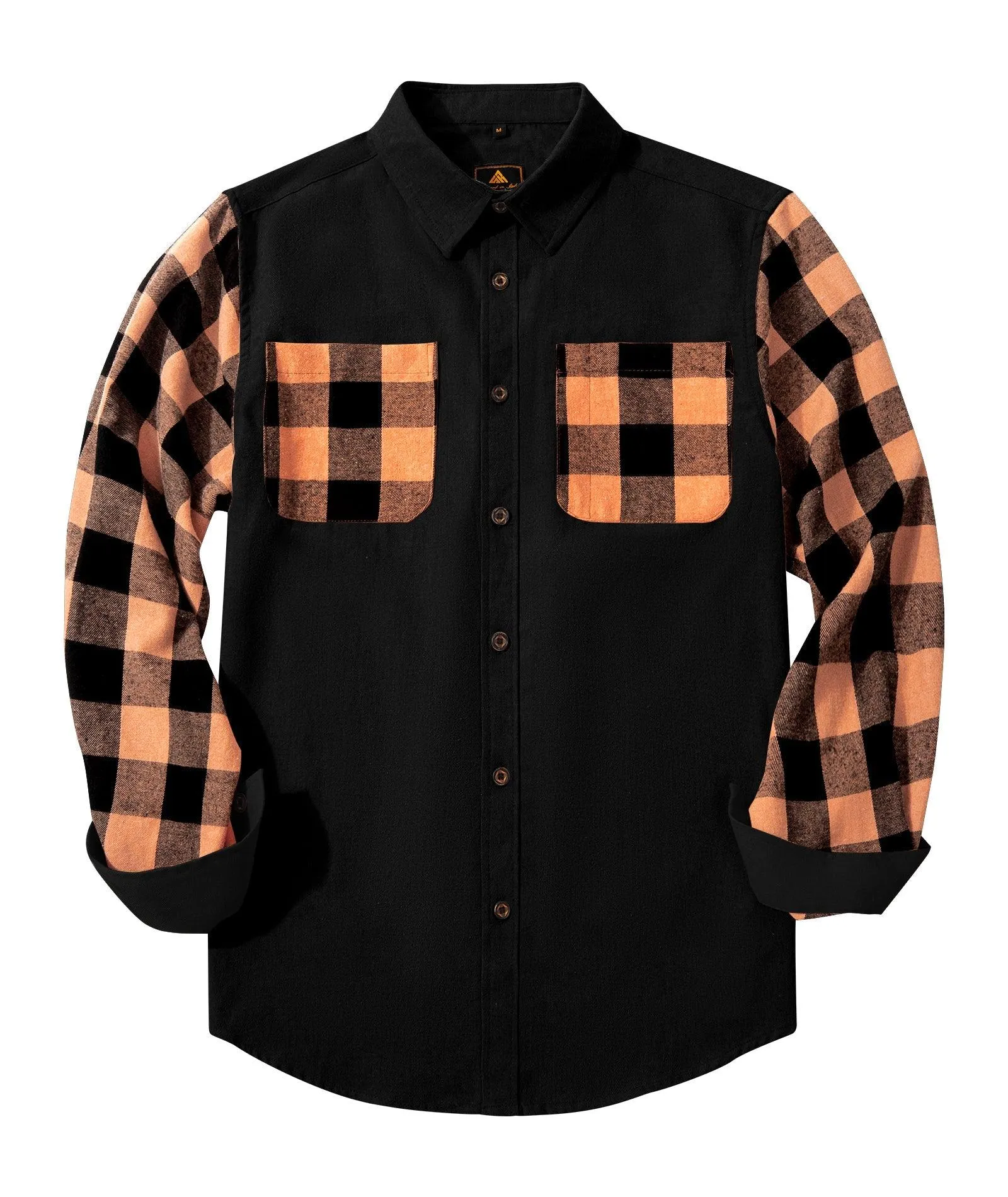 Men's Button Up Double Pocket Plaid Shirt-ZPK007275