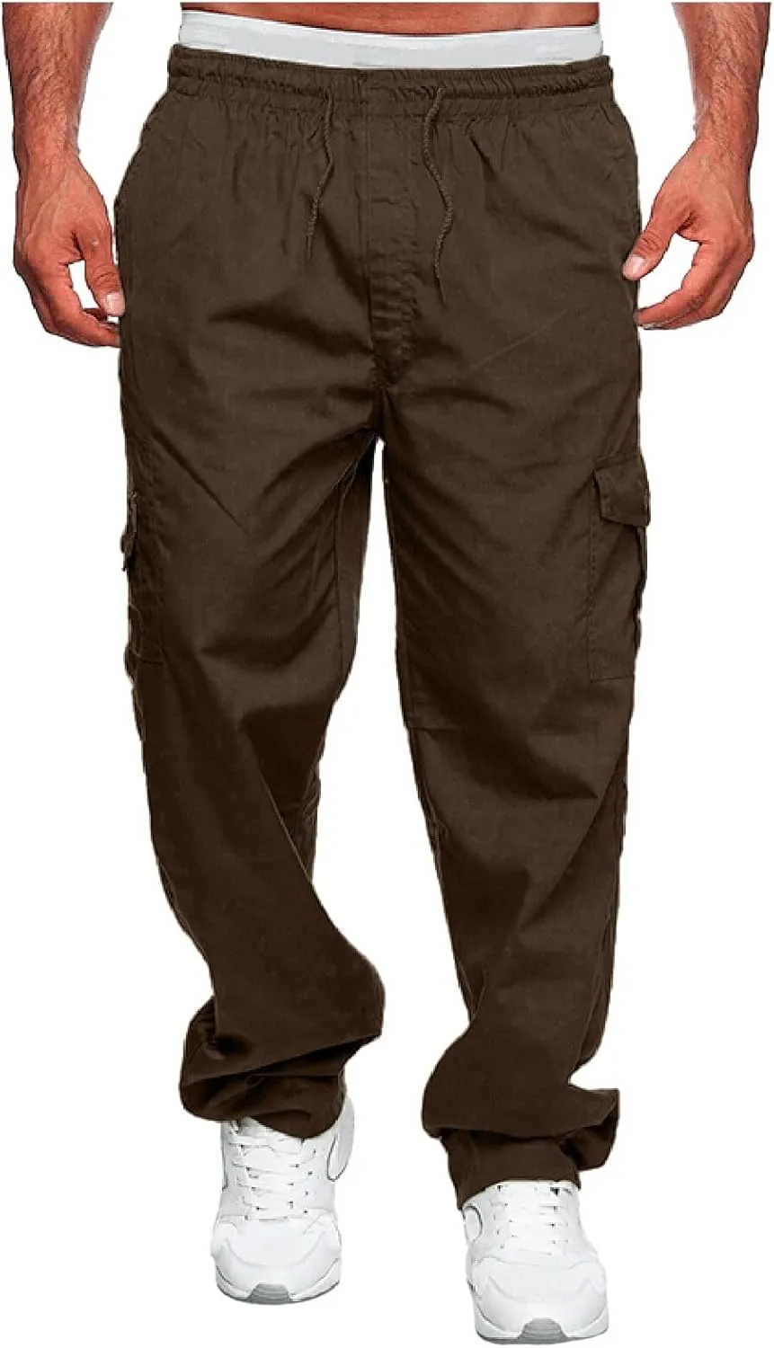 Men's Cargo Pants Jogger Hiking Sweatpants Casual Athletic Outdoor Cotton Trousers Relaxed Fit with Pockets