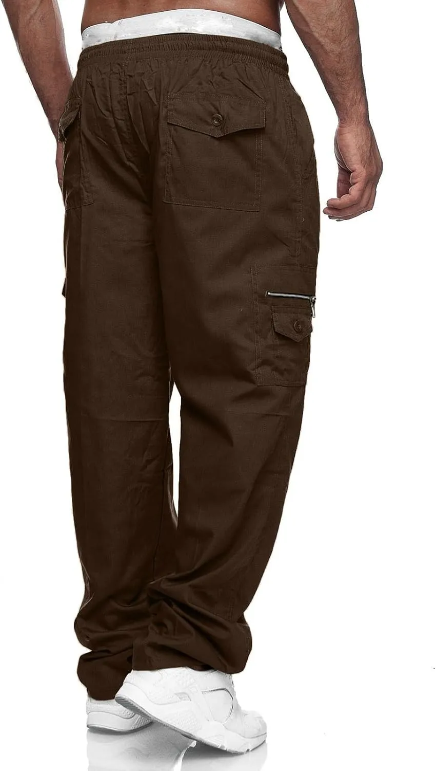 Men's Cargo Pants Jogger Hiking Sweatpants Casual Athletic Outdoor Cotton Trousers Relaxed Fit with Pockets