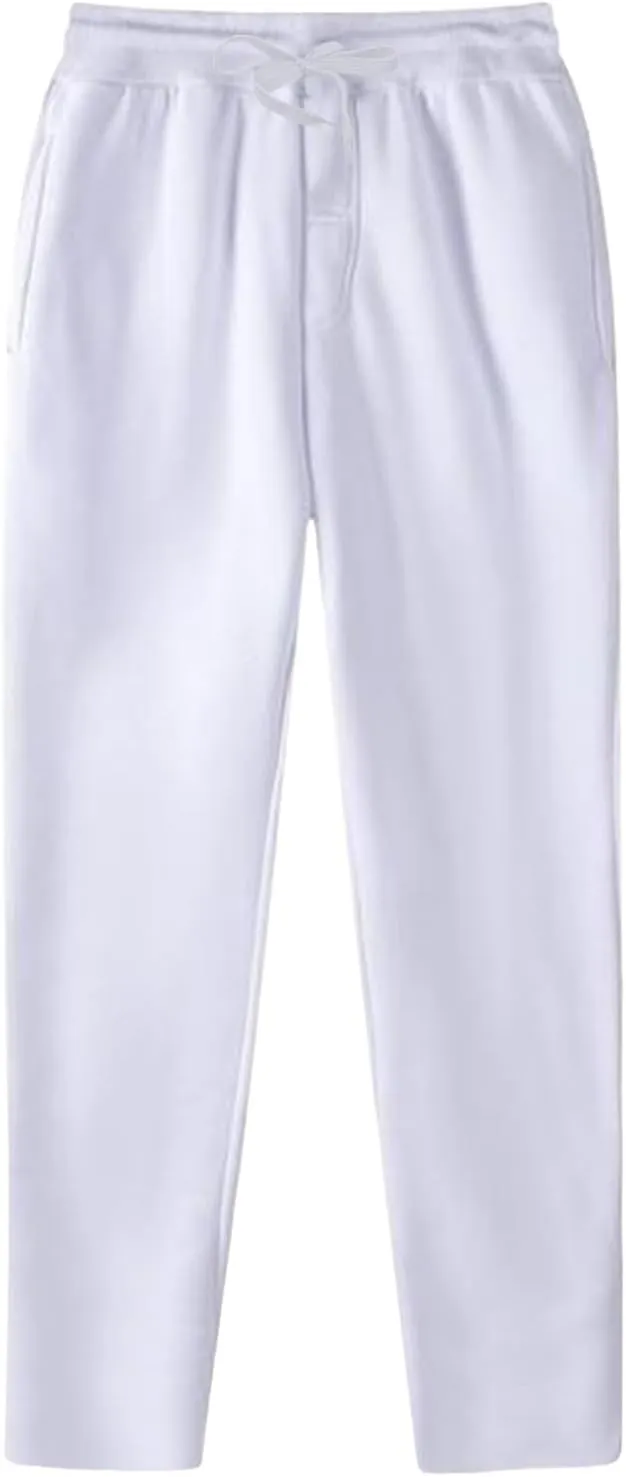 Men's Fleece Cargo Sweatpants Solid Color Joggers Lounge Relaxed Fit Overalls Business Trousers with Pocket