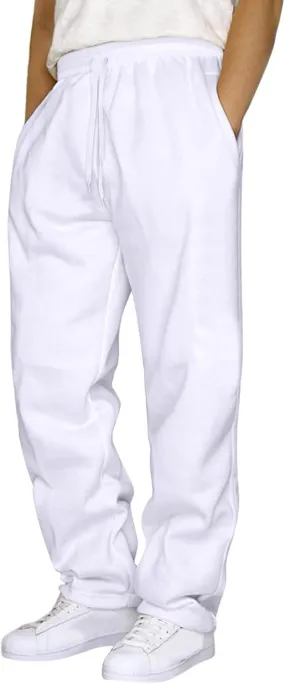 Men's Fleece Cargo Sweatpants Solid Color Joggers Lounge Relaxed Fit Overalls Business Trousers with Pocket
