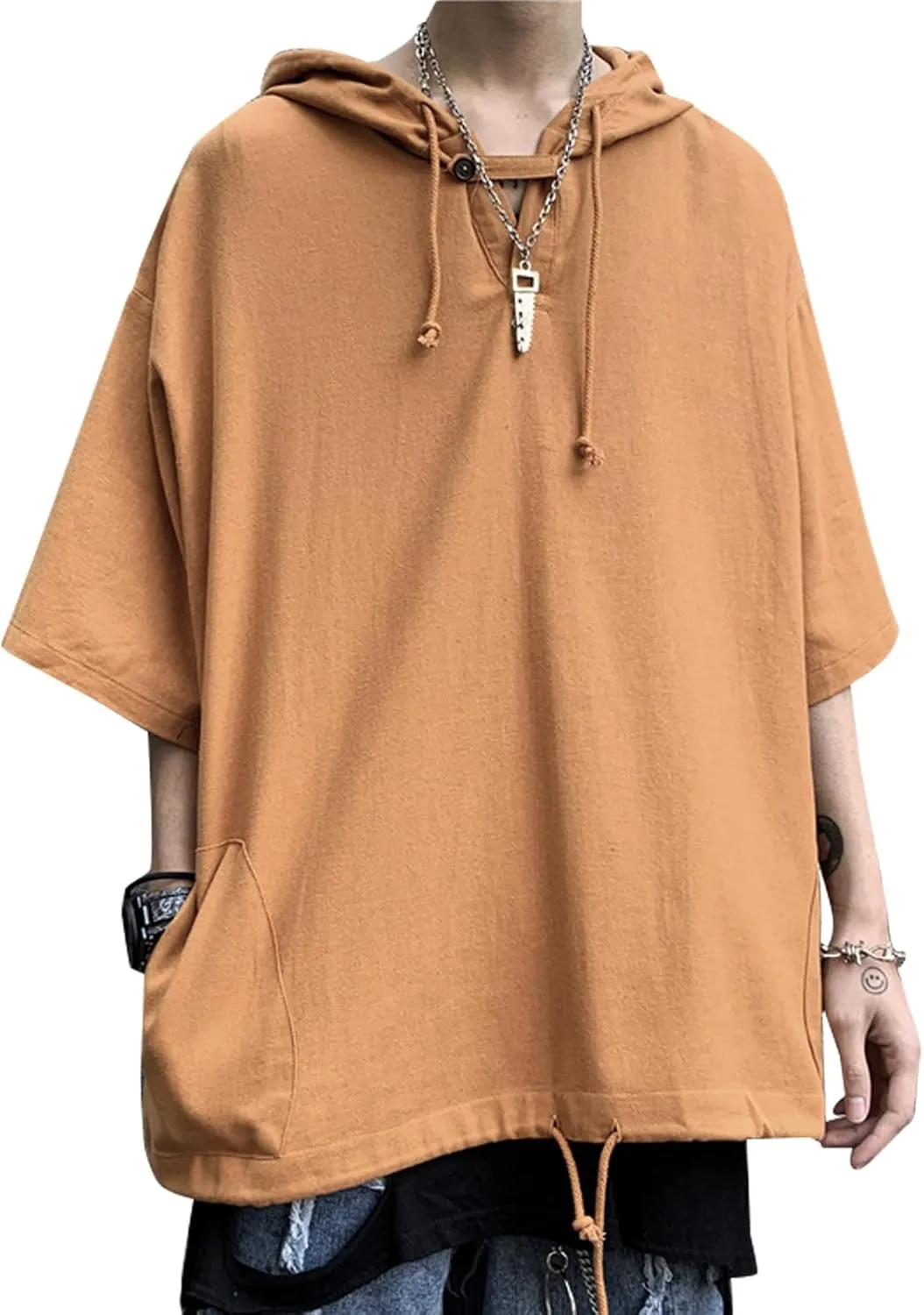Men's Lightweight Soft Cotton Sweatshirts Casual Fashion Hooded Neck T-Shirt T017