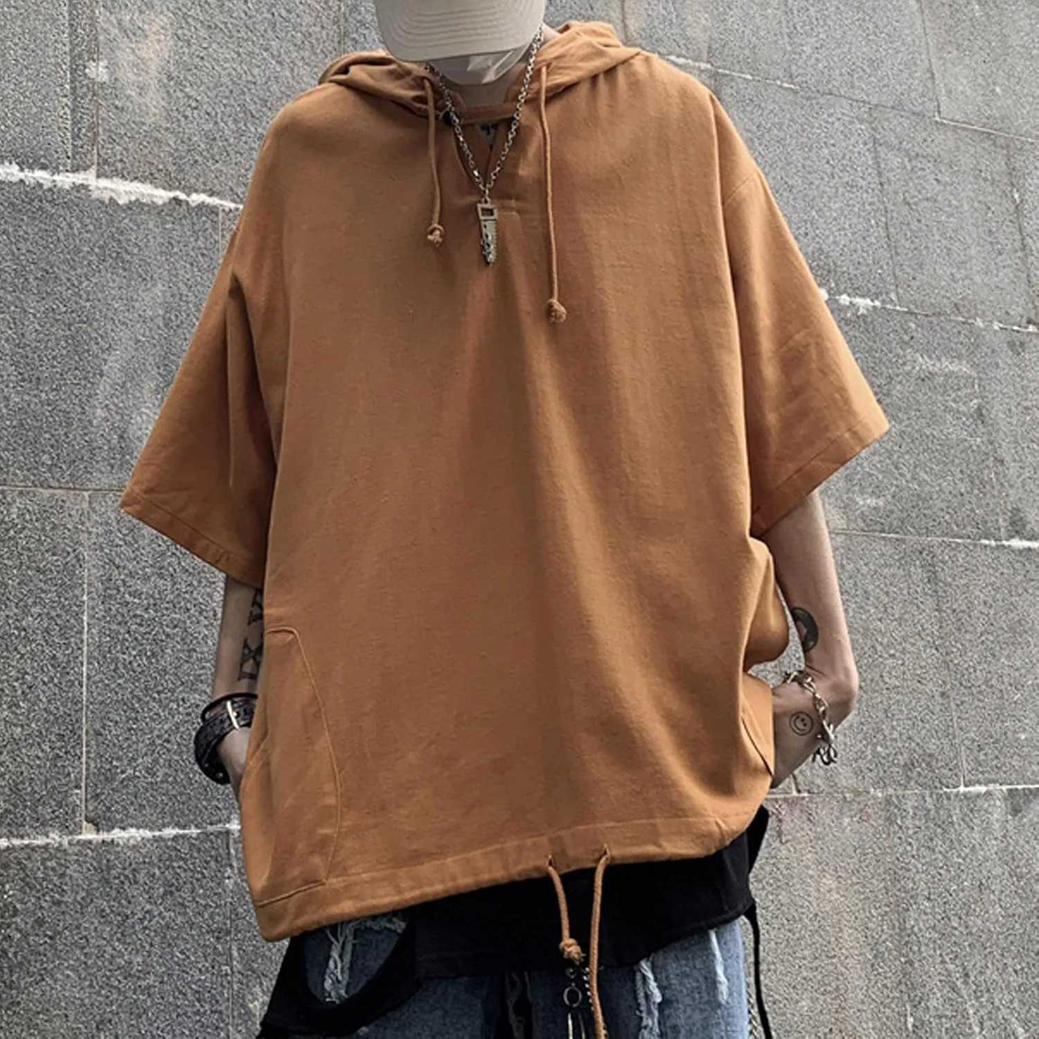 Men's Lightweight Soft Cotton Sweatshirts Casual Fashion Hooded Neck T-Shirt T017