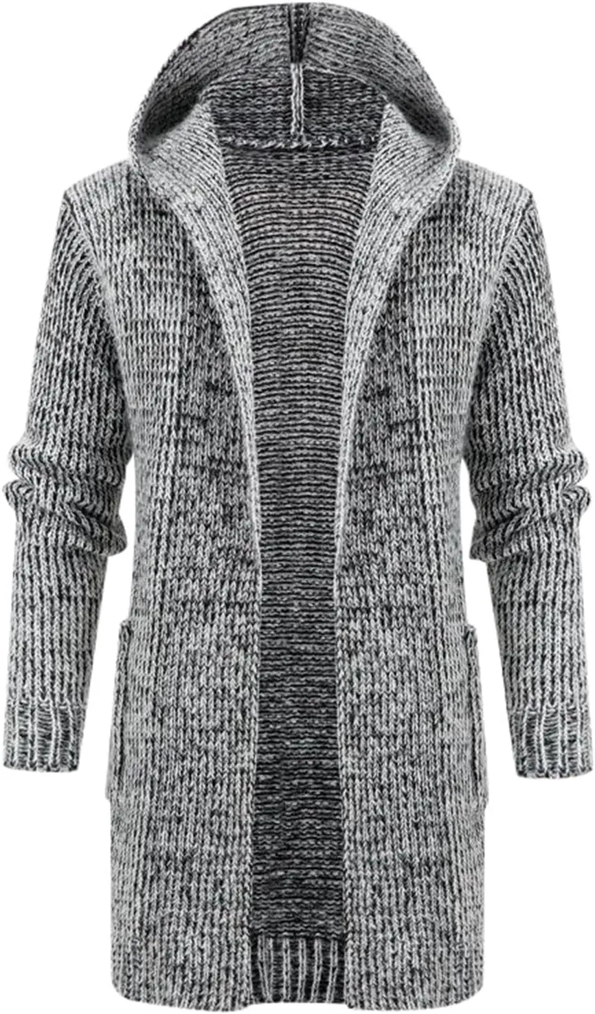 Mens Long Sleeve Stand Cardigan Sweaters Button Down Knitted Sweater Men's Cardigan