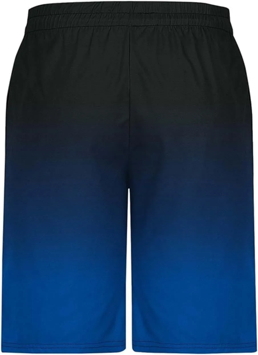 Mens Shorts Lounge Drawstring Gradient Color Athletic Shorts Summer Baggy Elastic Waist Beach Pants with Pockets