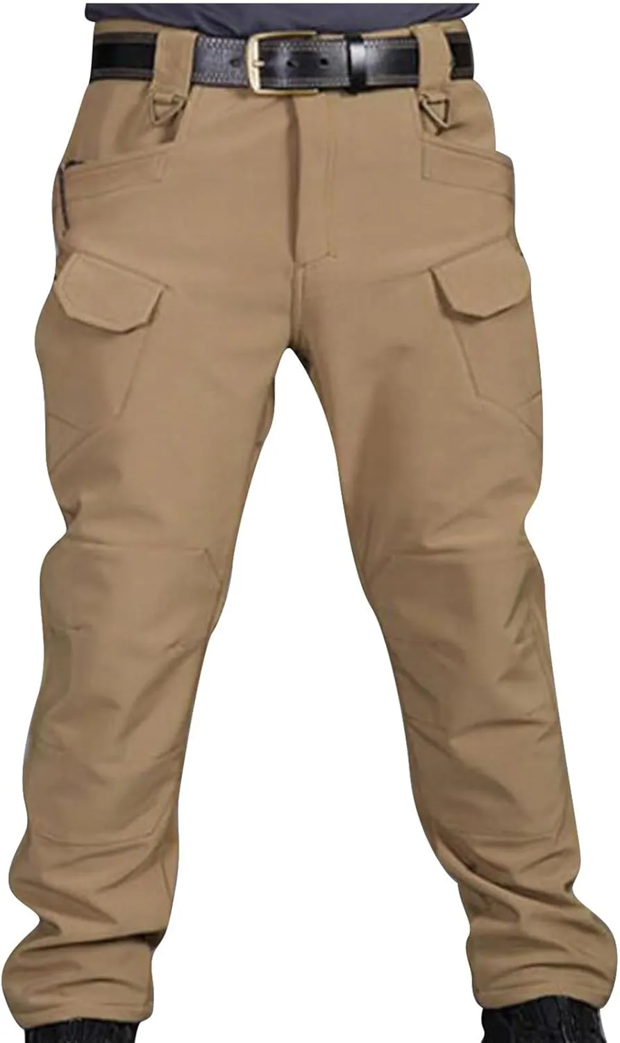 Muscularfit Mens Pants Big and Tall Multi Pockets Buckle Zipper Cargo Pant Causal Loose Solid Sports Trousers Trendy Clothes