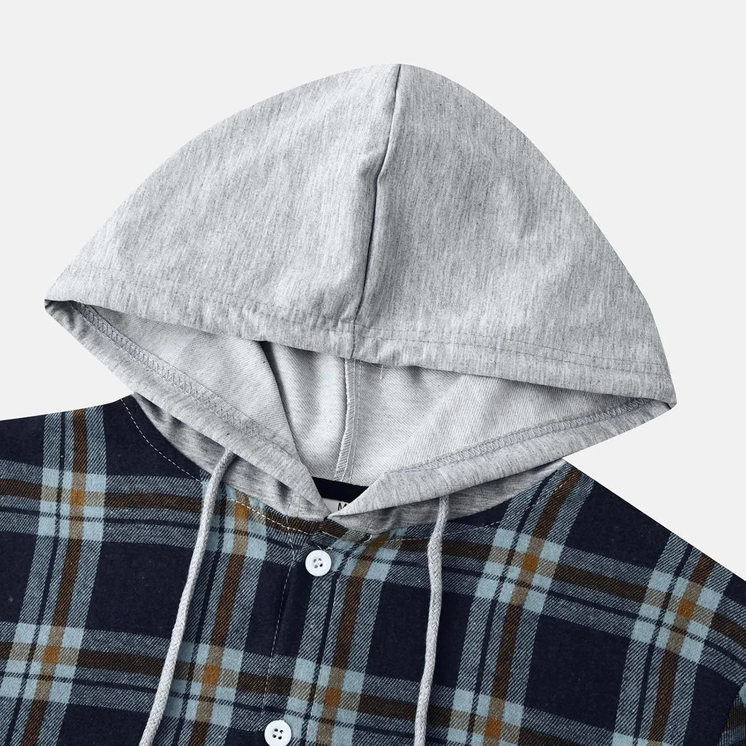 Plaid Hoodies Jackets for Men Lightweight Casual Long Sleeve Fleece Lined Casual Plaid Jacket Color Block Stitching Warm