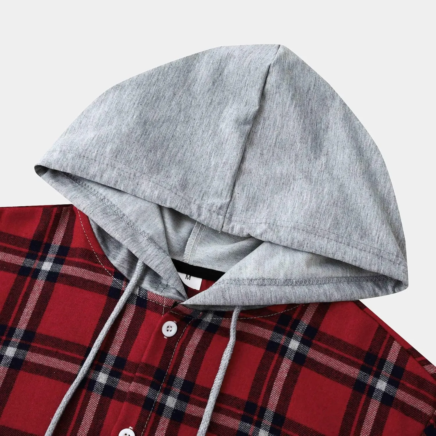 Plaid Hoodies Jackets for Men Lightweight Casual Long Sleeve Fleece Lined Casual Plaid Jacket Color Block Stitching Warm