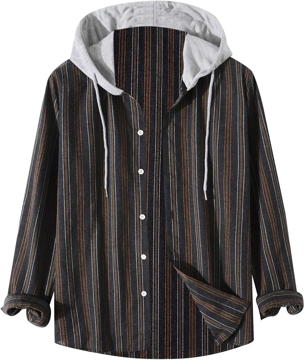 Plaid Hoodies Jackets for Men Lightweight Casual Long Sleeve Fleece Lined Casual Plaid Jacket Color Block Stitching