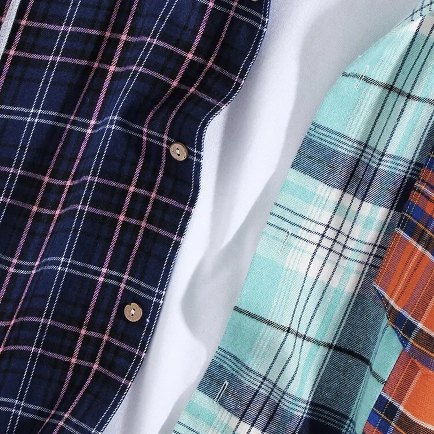 Plaid Hoodies Jackets for Men Lightweight Casual Long Sleeve Fleece Lined Casual Plaid Jacket Color Block Stitching