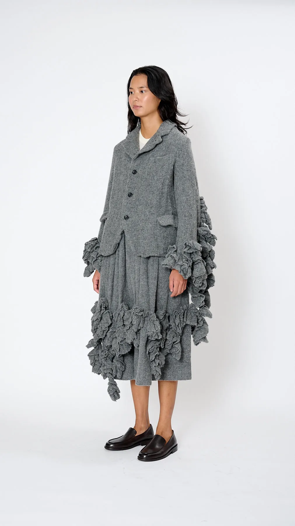 Ruffle Sleeve Jacket in Grey