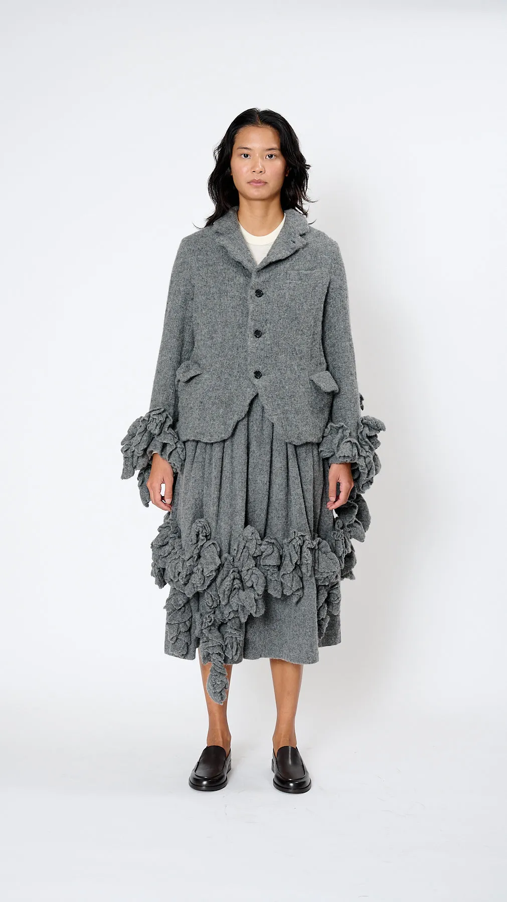 Ruffle Sleeve Jacket in Grey