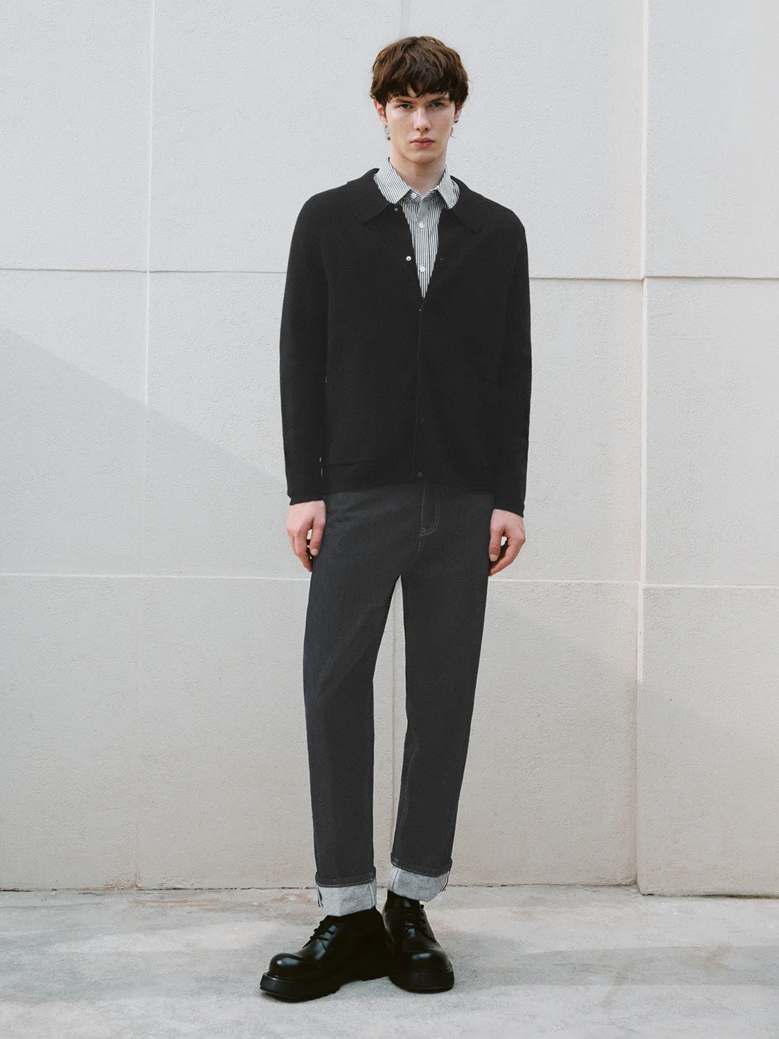 Shirt Collar Knitted Cardigans