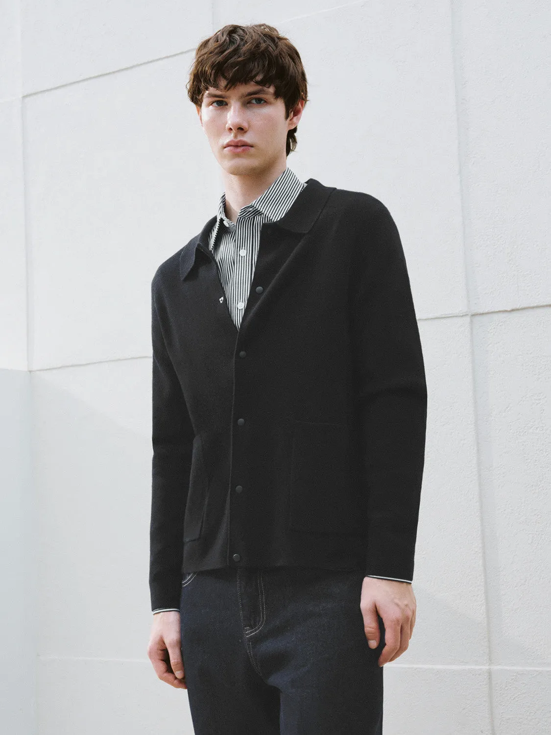 Shirt Collar Knitted Cardigans