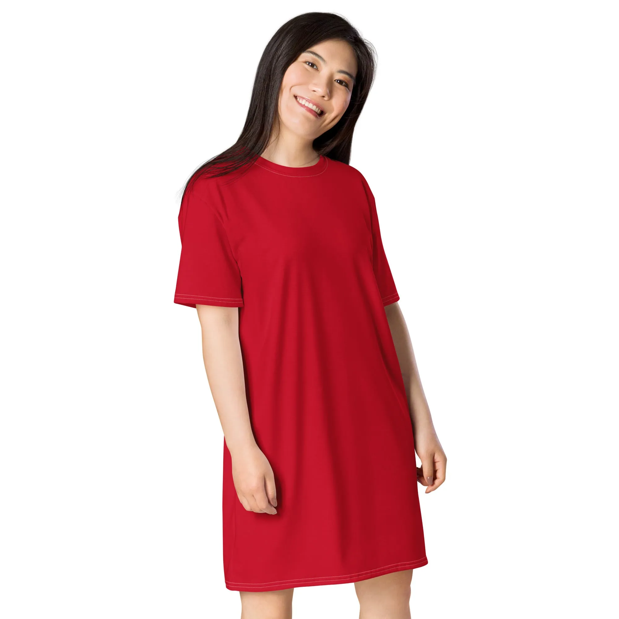 T-Shirt Dress Colour Red (Glamourange Colour T-Shirt Dresses for Women)
