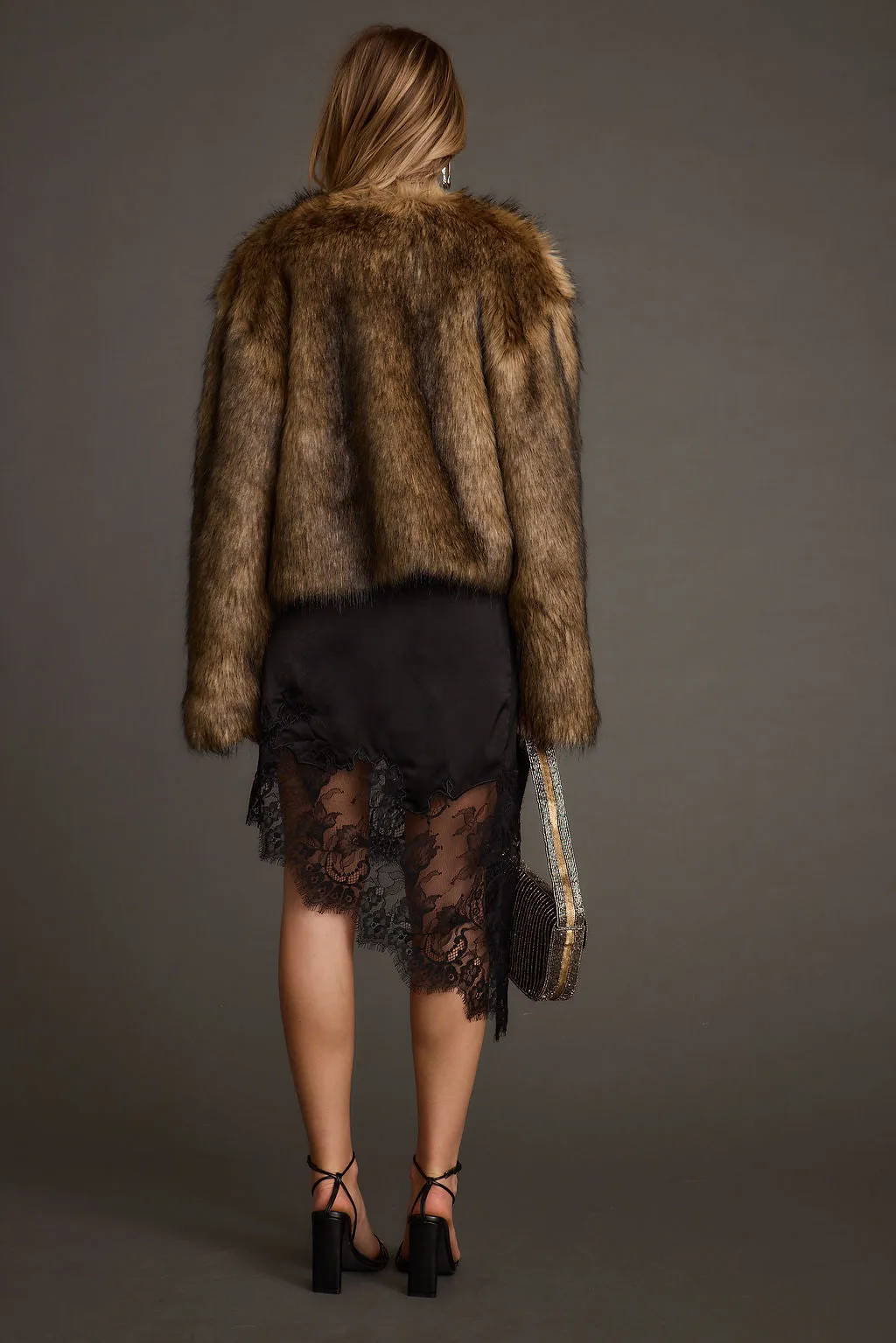 Viola Lace Trimmed Satin Mini Skirt