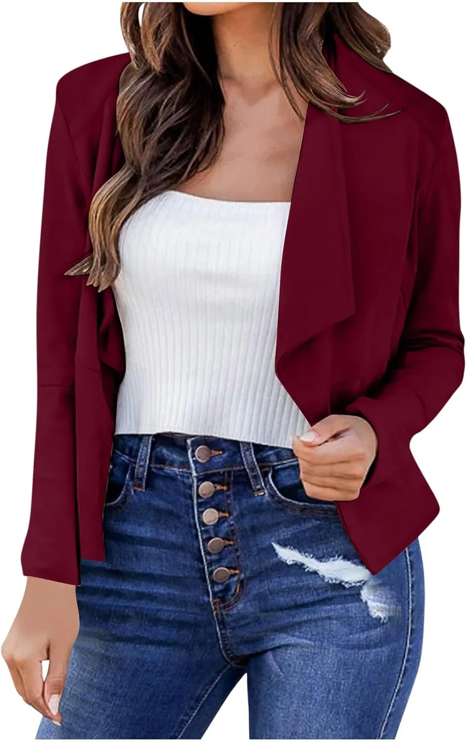 Womens Blazers for Work Casual Trendy Long Sleeve Lapel Open Front Petite Suit Jacket Slim Fit Business Office Blazer