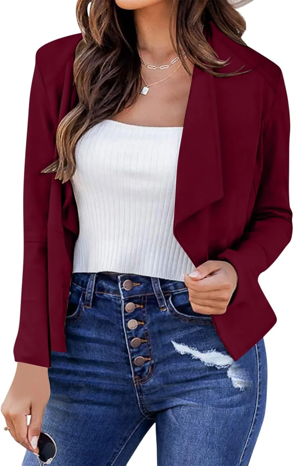 Womens Blazers for Work Casual Trendy Long Sleeve Lapel Open Front Petite Suit Jacket Slim Fit Business Office Blazer