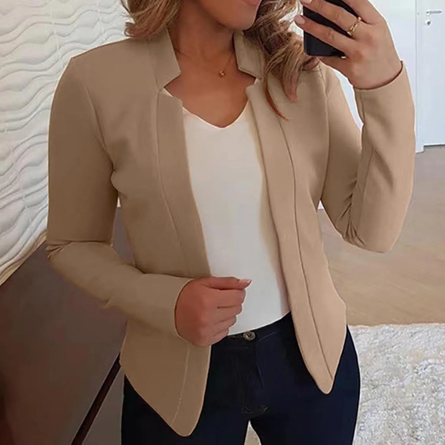 Women's Cropped Blazer Jackets Work Office Jacket Dressy Cardigan Blazer Lightweight Blazer Business Casual Coat 2025