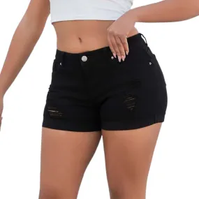 Women's Denim Shorts Distressed Comfy Summer Beach Casual Shorts Button Stretchy High Waisted Vacation Quick Drying Shorts