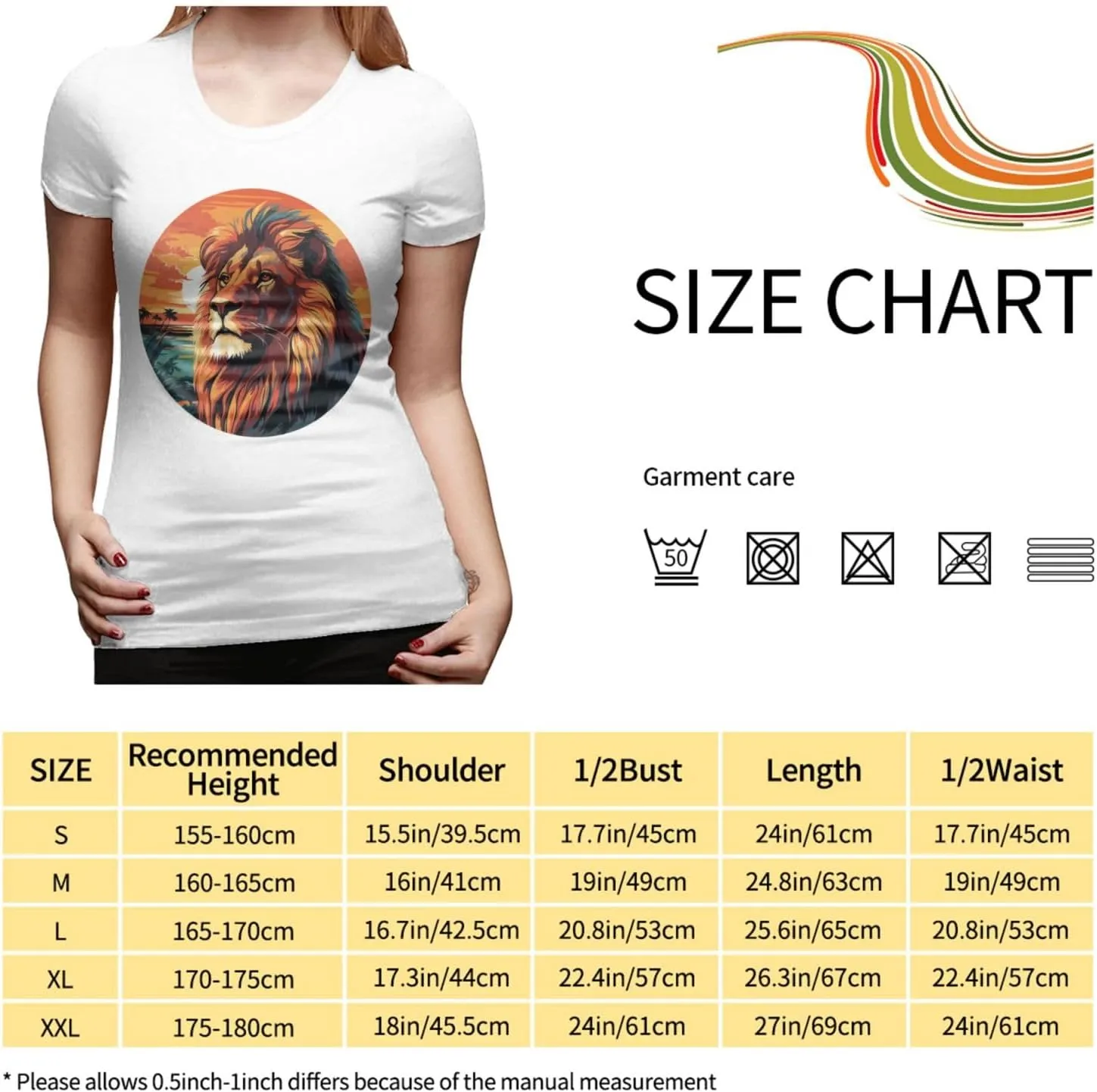 Women's Lion Sunset T-Shirt, Crewneck Casual Tees