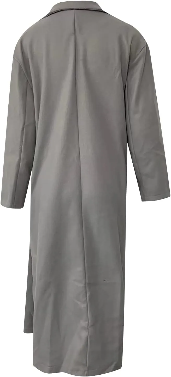 Women's Plus Size Trench Coat Fashion Long Notch Lapel Double Breasted Cardigans Wool Blend Pea Coats Winter Outwear
