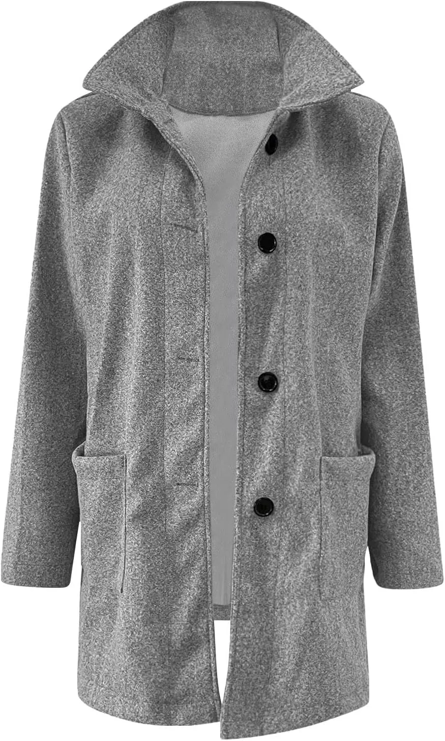 Wool Coats for Women 2024 Oversized Fashion Thicken Stand Collar Single Breasted Winter Jackets with Pockets