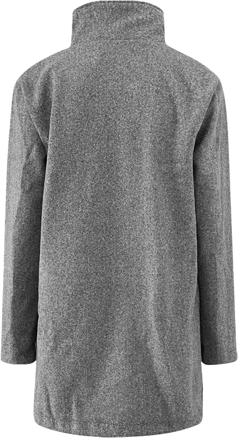 Wool Coats for Women 2024 Oversized Fashion Thicken Stand Collar Single Breasted Winter Jackets with Pockets