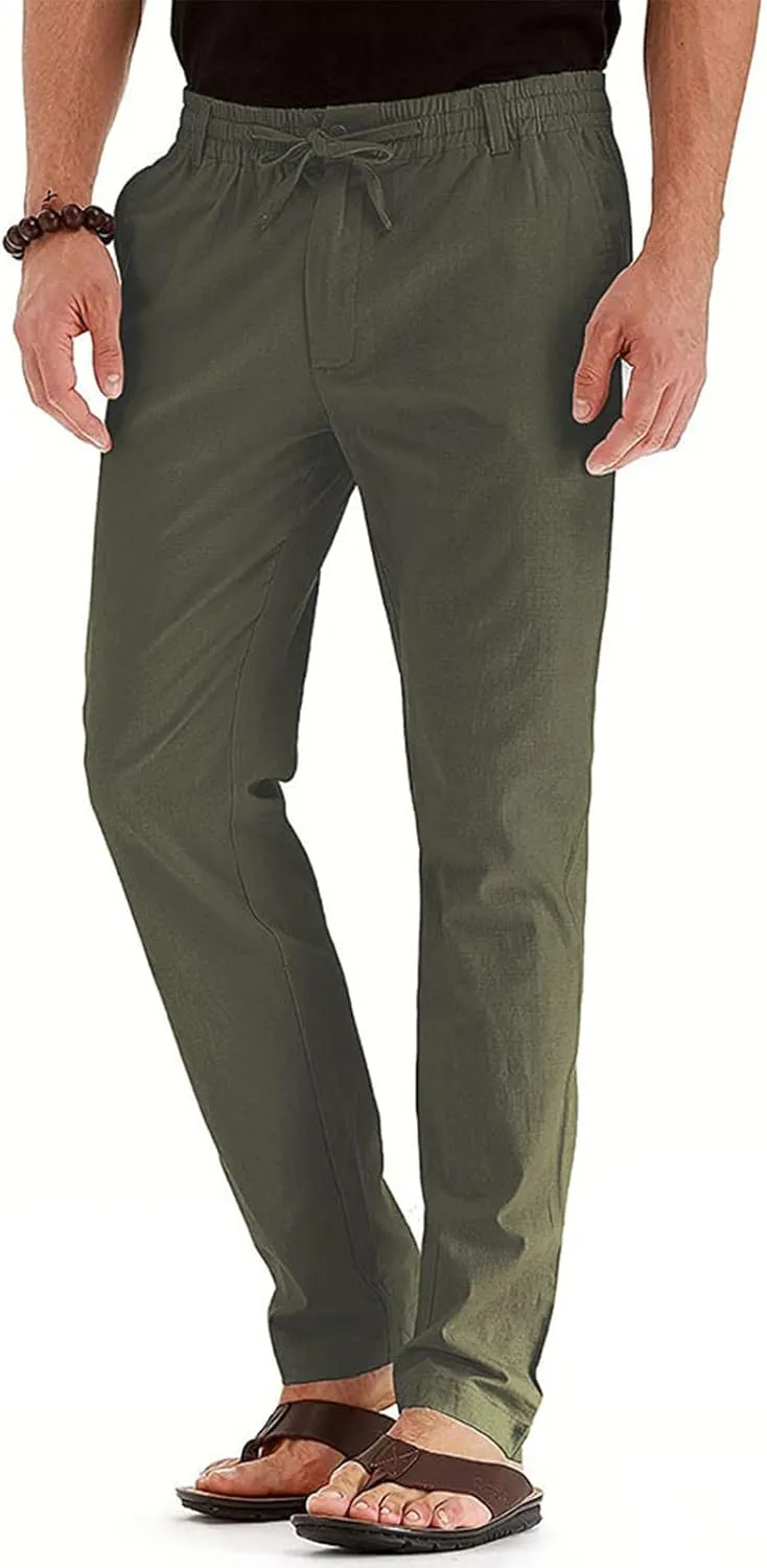 Ymosrh Mens Fashion Joggers Pants Large Elastic Waist Cotton Versatile Solid Color Sweatpants Scrubs Men Set Joggers
