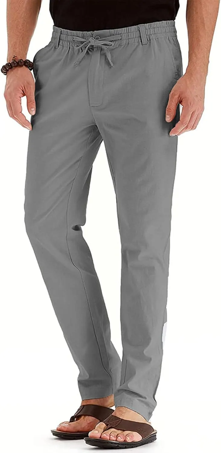 Ymosrh Mens Fashion Joggers Pants Large Elastic Waist Cotton Versatile Solid Color Sweatpants Scrubs Men Set Joggers