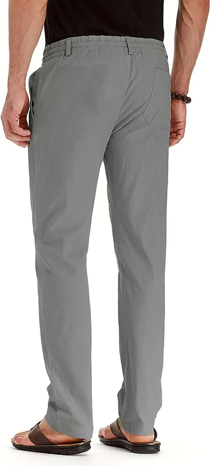Ymosrh Mens Fashion Joggers Pants Large Elastic Waist Cotton Versatile Solid Color Sweatpants Scrubs Men Set Joggers