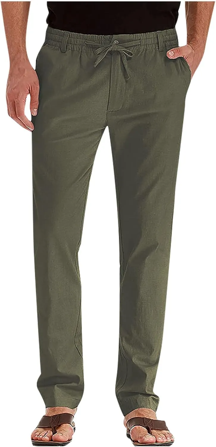Ymosrh Mens Fashion Joggers Pants Large Elastic Waist Cotton Versatile Solid Color Sweatpants Scrubs Men Set Joggers