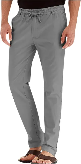 Ymosrh Mens Fashion Joggers Pants Large Elastic Waist Cotton Versatile Solid Color Sweatpants Scrubs Men Set Joggers